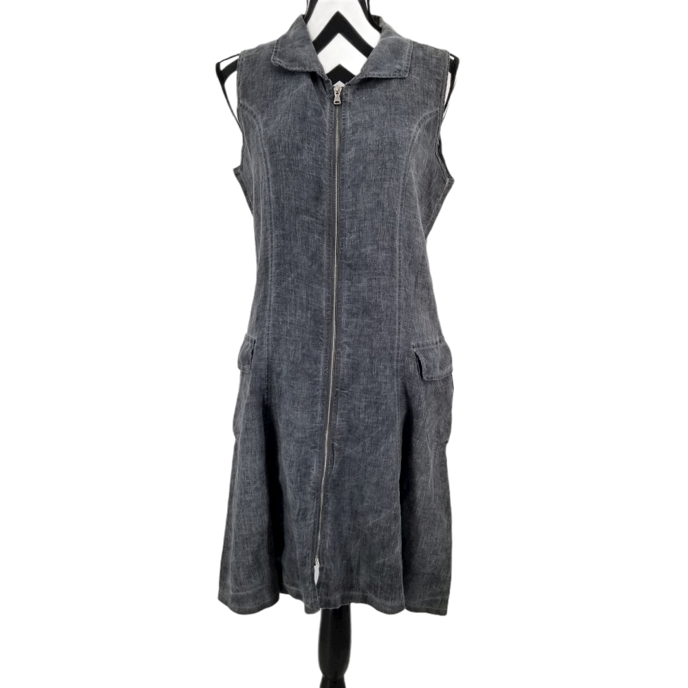 Oizini Grey Linen Sleeveless Dress Size Large